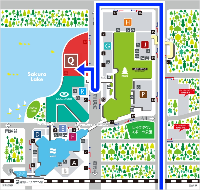 Q駐車場への経路